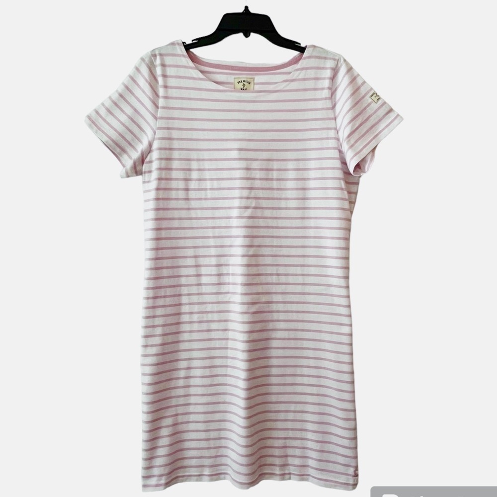 Joules Pink and White Stripe Short Sleeve T-Shirt Dress